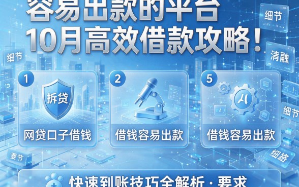 容易出款的平台10月高效借款攻略!拆解5个网贷口子借钱容易出款,快速到账技巧全解析