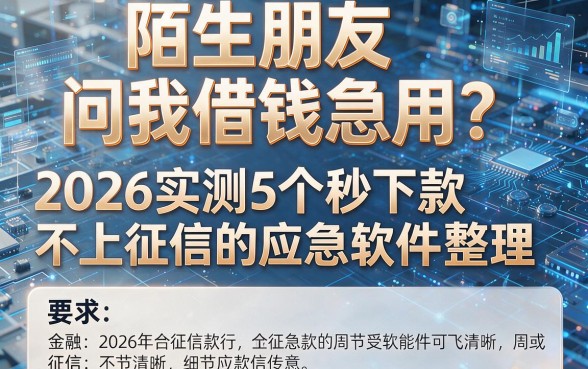 陌生朋友问我借钱急用？2026实测5个秒下款不上征信的应急软件整理