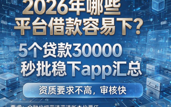 2026年哪些平台借款容易下?5个贷款30000秒批稳下app汇总,资质要求不高审核快!