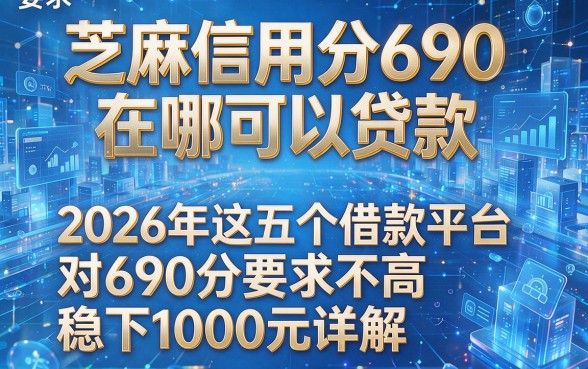 芝麻信用分690在哪可以贷款,2026年这五个借款平台对690分要求不高稳下1000元详解