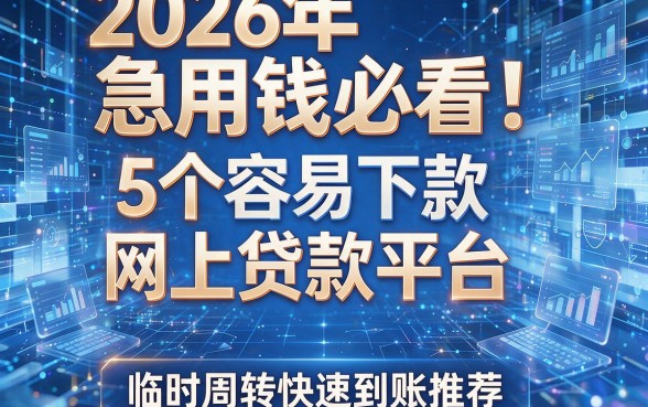 2026年急用钱必看!盘点5个容易下款的网上贷款平台,临时周转快速到账推荐