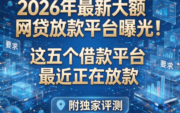 2026年最新大额网贷放款平台曝光！这五个借款平台最近正在放款（附独家评测）