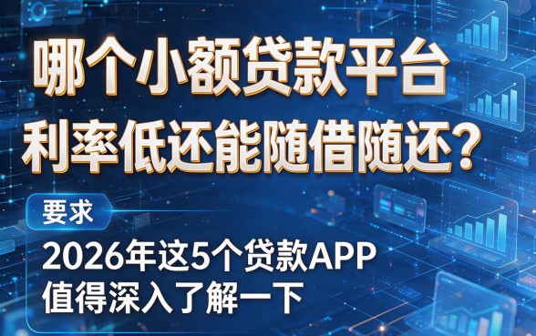 哪个小额贷款平台利率低还能随借随还?2026年这5个贷款APP值得深入了解一下!