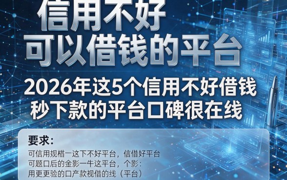 信用不好可以借钱的平台,2026年这5个信用不好借钱秒下款的平台口碑很在线