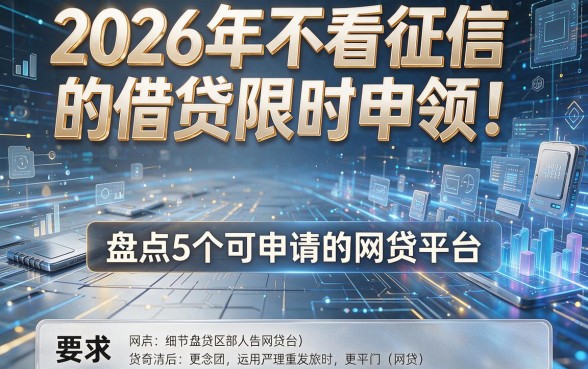 2026年不看征信的借贷限时申领!盘点5个可申请的网贷平台
