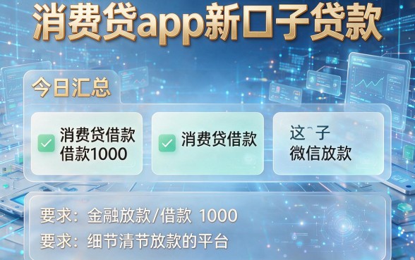 消费贷app新口子贷款,今日汇总这五个消费贷借款1000微信放款的平台