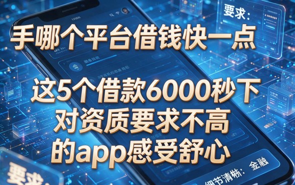 手机哪个平台借钱快一点,这5个借款6000秒下 对资质要求不高 的app感受舒心