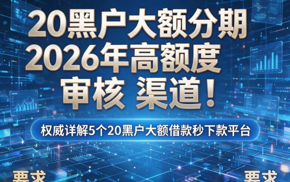 20黑户大额分期2026年高额度审核渠道！权威详解5个20黑户大额借款秒下款平台