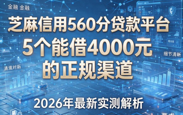 芝麻信用560分贷款平台:5个能借4000元的正规渠道,2026年最新实测解析!