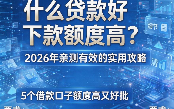 什么贷款好下款额度高？2026年亲测有效的实用攻略，附5个借款口子额度高又好批！