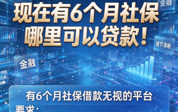 现在有6个月社保 哪里可以贷款！介绍这5个有6个月社保借款无视的平台