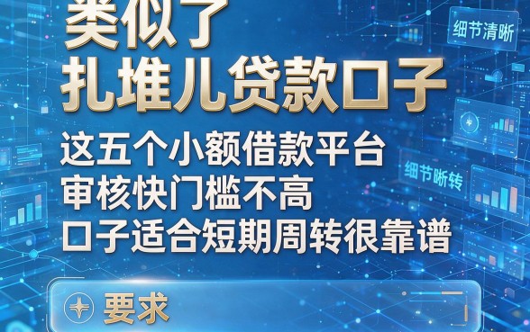 类似于扎堆儿贷款口子,这五个小额借款平台审核快门槛不高口子适合短期周转很靠谱