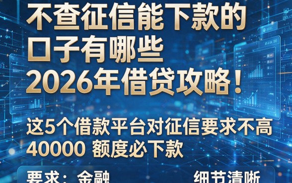 不查征信能下款的口子有哪些2026年借贷攻略！这5个借款平台对征信要求不高4000额度必下款