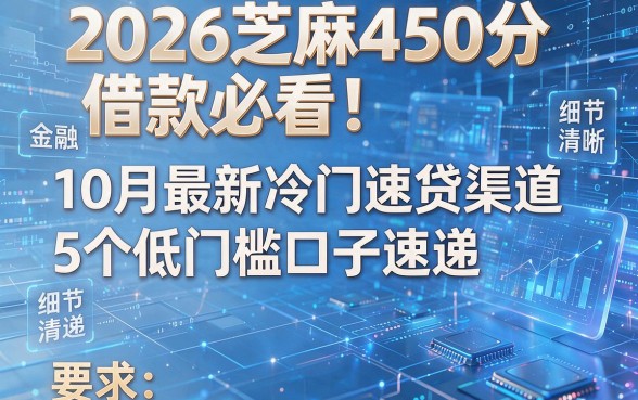 2026芝麻450分借款必看！10月最新冷门速贷渠道，5个低门槛口子速递