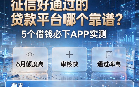 征信好通过的贷款平台哪个靠谱?5个借钱必下APP实测:6月额度高、审核快、通过率高
