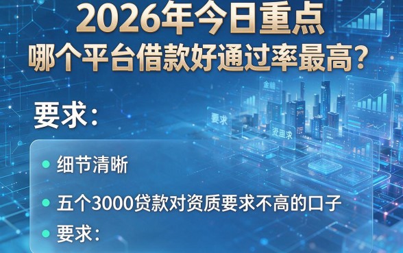 2026年今日重点：哪个平台借款好通过率最高？详述五个3000贷款对资质要求不高的口子
