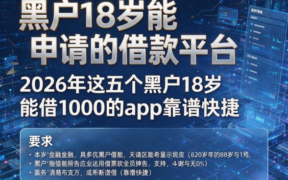 黑户18岁能申请的借款平台,2026年这五个黑户18岁能借1000的app靠谱快捷