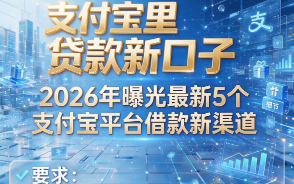 支付宝里贷款新口子，2026年曝光最新5个支付宝平台借款新渠道