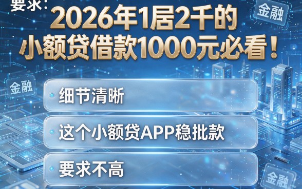 2026年1到2千的小额贷借款1000元必看!这五个小额贷APP稳批款,要求不高