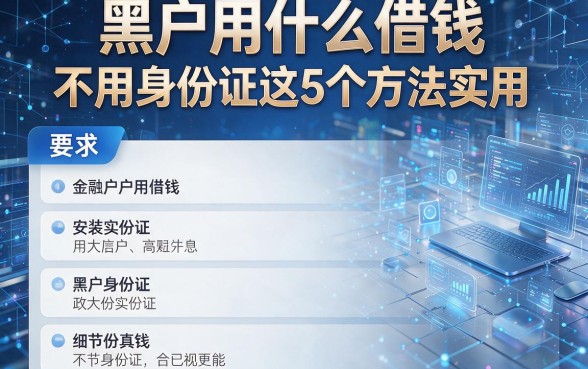 黑户用什么借钱不用身份证这5个方法实用，本篇为您详细解析！