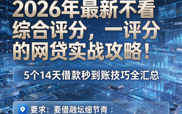 2026年最新不看综合评分的网贷实战攻略!5个14天借款秒到账技巧全汇总