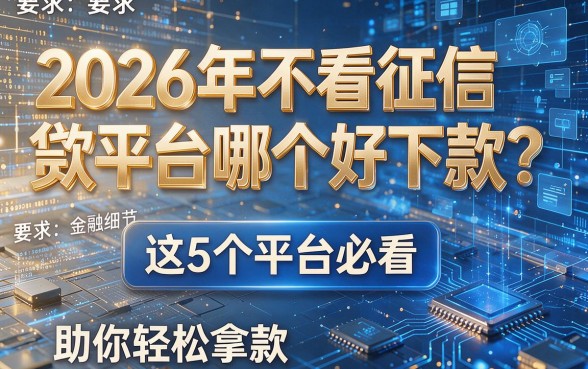 2026年不看征信贷款平台哪个好下款?这5个平台必看,助你轻松拿款!