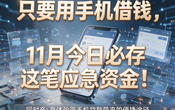只要用手机借钱,11月今日必存这笔应急资金!同时亲身体验用手机贷款带来的便捷途径