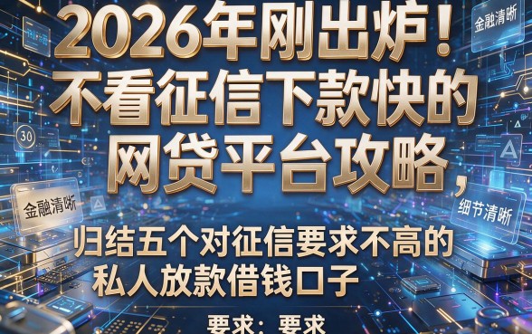 2026年刚出炉!不看征信下款快的网贷平台攻略,归结五个对征信要求不高的私人放款借钱口子