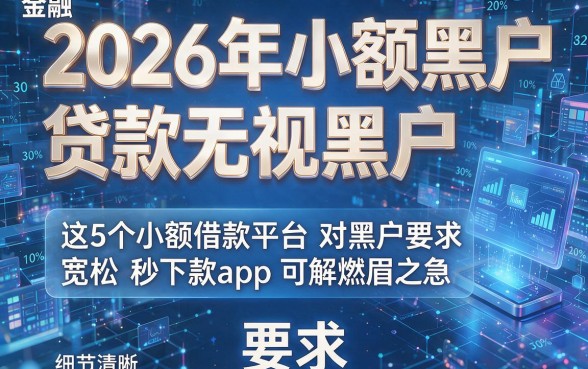 2026年小额黑户贷款无视黑户,这5个小额借款平台对黑户要求宽松秒下款app可解燃眉之急