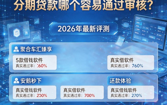 分期贷款哪个容易通过审核?2026年最新评测,为您聚合车汇臻享、安鹅秒下等5款借钱软件的真实通过率与还款体验