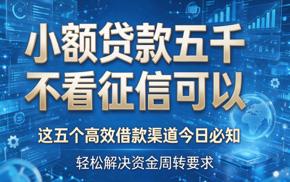 小额贷款五千不看征信可以,这五个高效借款渠道今日必知,轻松解决资金周转
