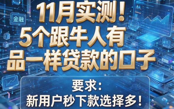11月实测！5个跟牛人有品一样贷款的口子，新用户秒下款选择多