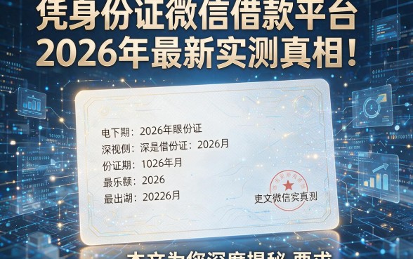 凭身份证微信借款平台2026年最新实测真相!本文为您深度揭秘!
