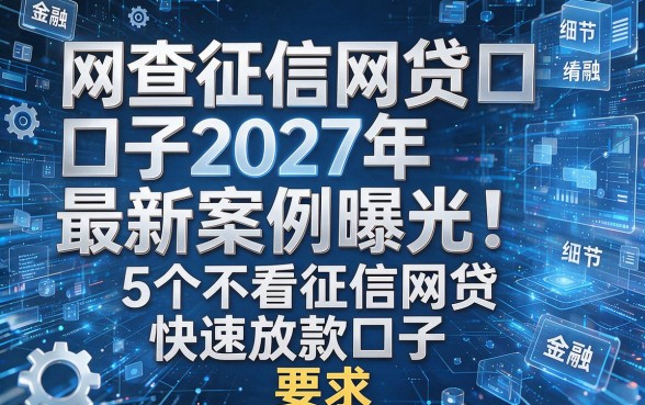 网查征信网贷口子2027年最新案例曝光!附带5个不看征信网贷快速放款口子