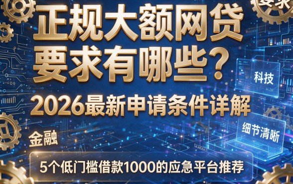 正规大额网贷要求有哪些?2026最新申请条件详解,附5个低门槛借款1000的应急平台推荐