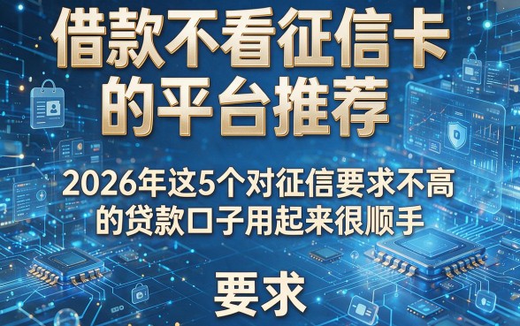 借款不看征信卡的平台推荐，2026年这5个对征信要求不高的贷款口子用起来很顺手