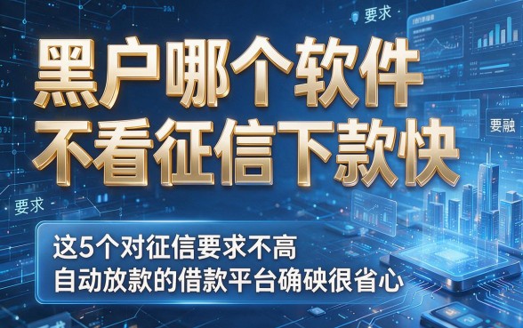 黑户哪个软件不看征信下款快，这5个对征信要求不高且自动放款的借款平台确实很省心