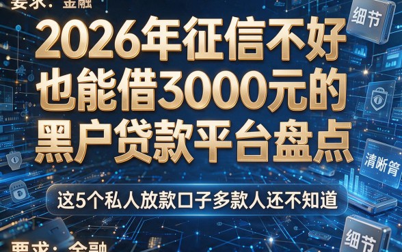 2026年征信不好也能借3000元的黑户贷款平台盘点,这5个私人放款口子多数人还不知道