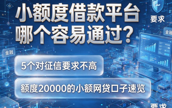 小额度借款平台哪个容易通过?5个对征信要求不高、额度20000的小额网贷口子速览