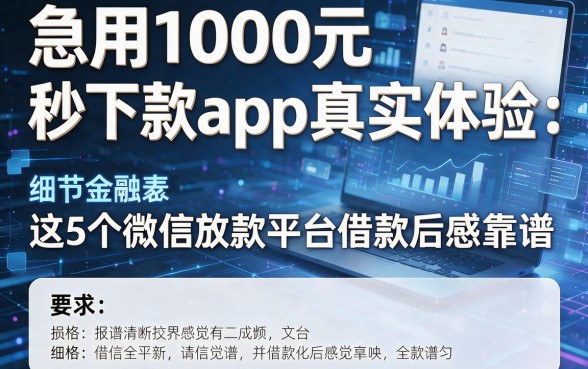 急用1000元秒下款app真实体验:这5个微信放款平台借款后感觉靠谱