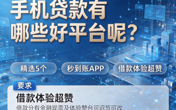 手机贷款有哪些好平台呢?精选5个秒到账APP,借款体验超赞
