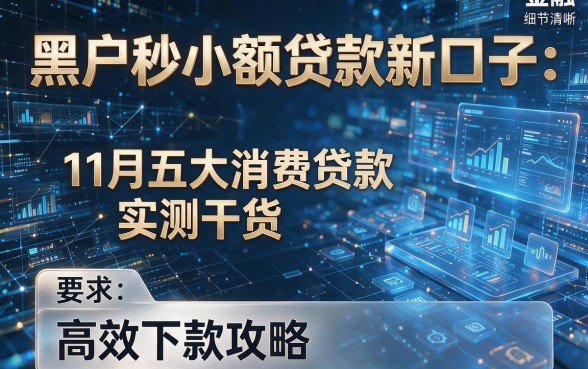 黑户秒小额贷款新口子:11月五大消费贷款实测干货,高效下款攻略!