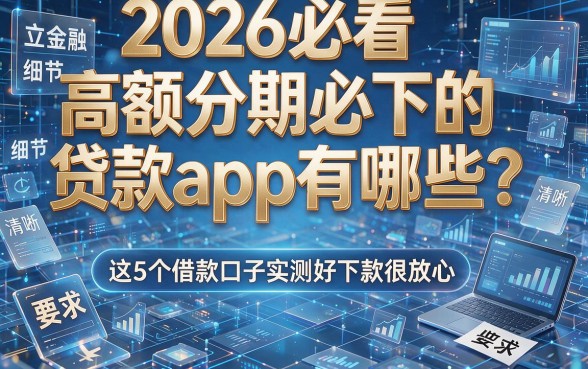 2026必看:高额分期必下的贷款app有哪些?这5个借款口子实测好下款很放心