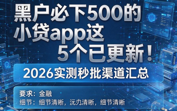黑户必下500的小贷app这5个已更新!2026实测秒批渠道汇总
