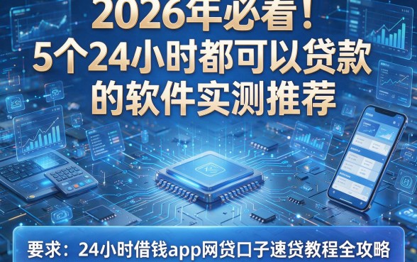 2026年必看!5个24小时都可以贷款的软件实测推荐,24小时借钱app网贷口子速贷教程全攻略