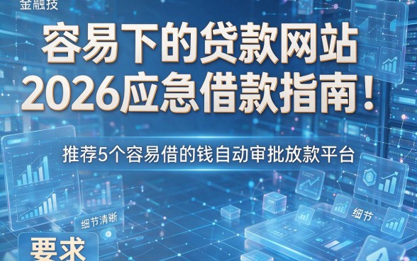 容易下的贷款网站2026应急借款指南!推荐5个容易借的钱自动审批放款平台