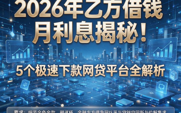2026年乙方借钱月利息揭秘:5个极速下款网贷平台全解析