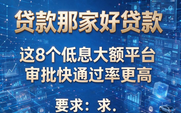 贷款那家好贷款，这8个低息大额平台审批快通过率更高