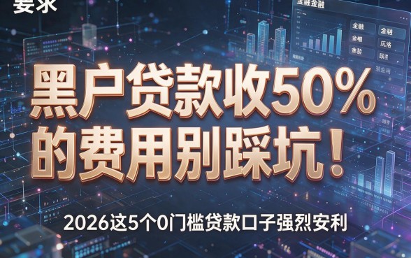 黑户贷款收50%的费用别踩坑！2026这5个0门槛贷款口子强烈安利