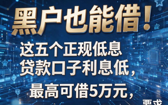 黑户也能借！这五个正规低息贷款口子利息低，最高可借5万元